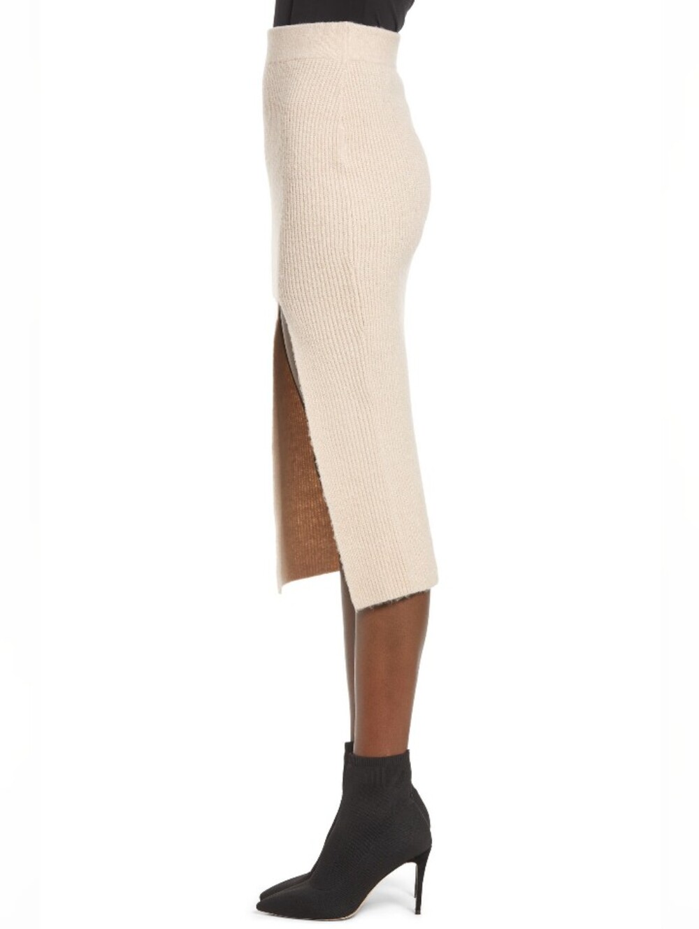 NWT (MSRP $59) Leith Women's Tan Memoir Split Sweater Midi Skirt Size XL cozy - Picture 3 of 16